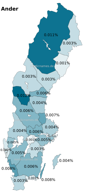 Swedish Regional Distribution for Ander (m)