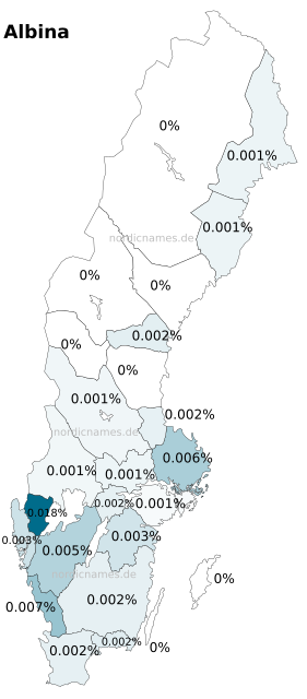 Swedish Regional Distribution for Albina (f)