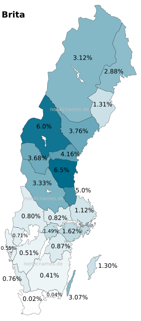 Swedish Regional Distribution for Brita (f)