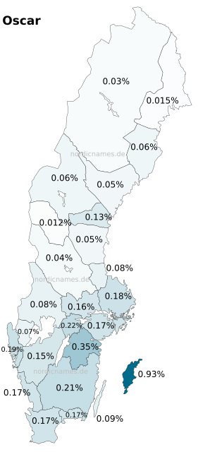 Swedish Regional Distribution for Oscar (m)