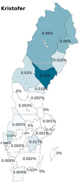 Swedish Regional Distribution for Kristofer (m)