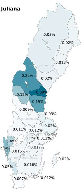 Swedish Regional Distribution for Juliana (f)