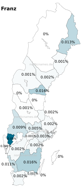 Swedish Regional Distribution for Franz (m)
