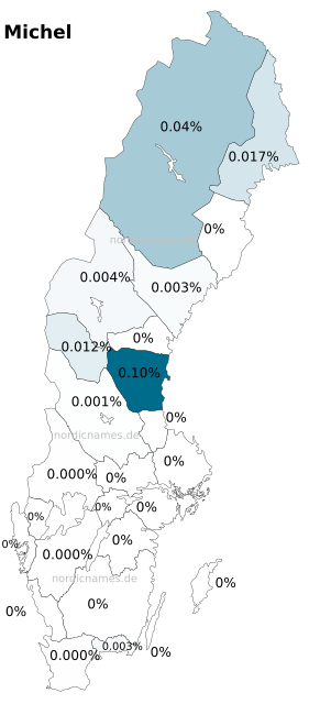 Swedish Regional Distribution for Michel (m)