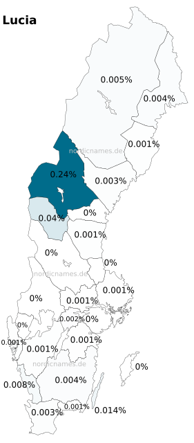 Swedish Regional Distribution for Lucia (f)