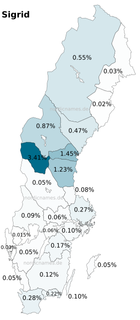 Swedish Regional Distribution for Sigrid (f)