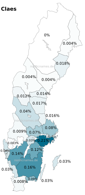 Swedish Regional Distribution for Claes (m)