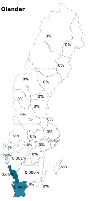 Swedish Regional Distribution for Olander (m)