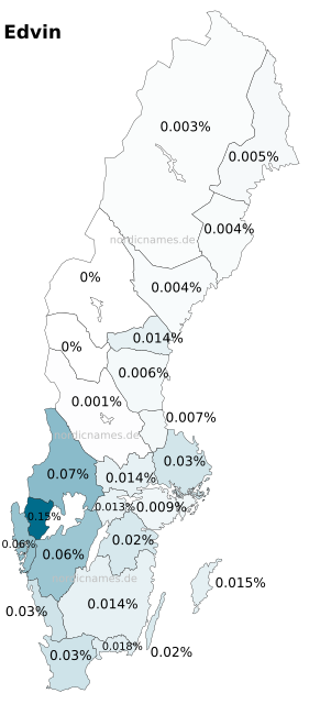 Swedish Regional Distribution for Edvin (m)