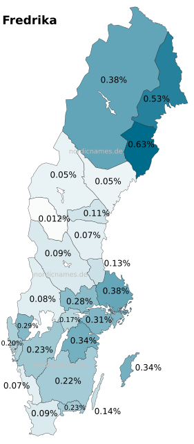 Swedish Regional Distribution for Fredrika (f)