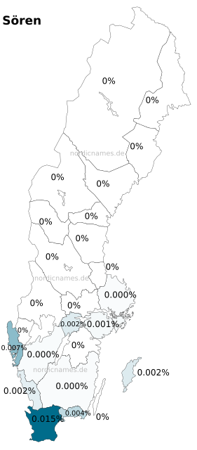 Swedish Regional Distribution for Sören (m)