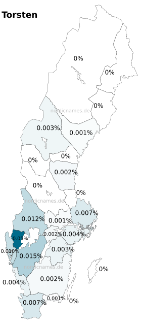 Swedish Regional Distribution for Torsten (m)