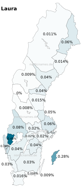 Swedish Regional Distribution for Laura (f)