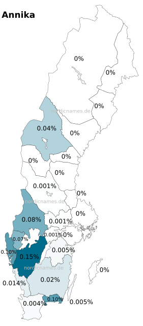 Swedish Regional Distribution for Annika (f)