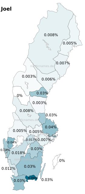 Swedish Regional Distribution for Joel (m)