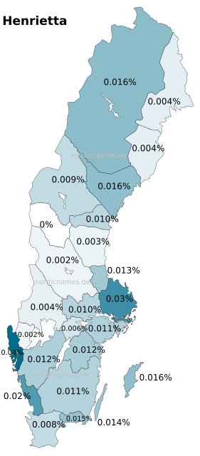 Swedish Regional Distribution for Henrietta (f)