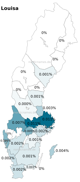 Swedish Regional Distribution for Louisa (f)