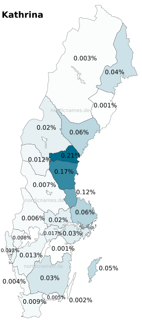 Swedish Regional Distribution for Kathrina (f)