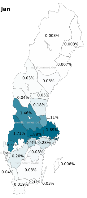 Swedish Regional Distribution for Jan (m)