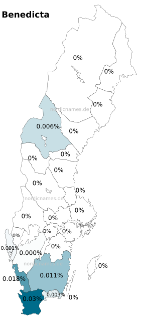 Swedish Regional Distribution for Benedicta (f)