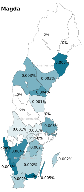 Swedish Regional Distribution for Magda (f)