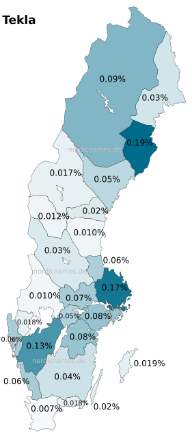 Swedish Regional Distribution for Tekla (f)