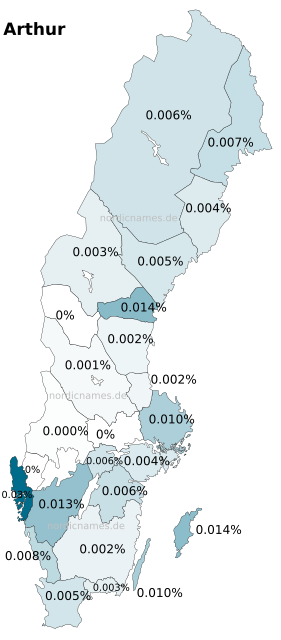 Swedish Regional Distribution for Arthur (m)