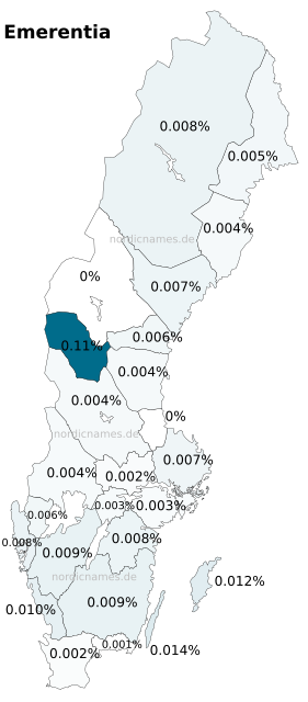Swedish Regional Distribution for Emerentia (f)