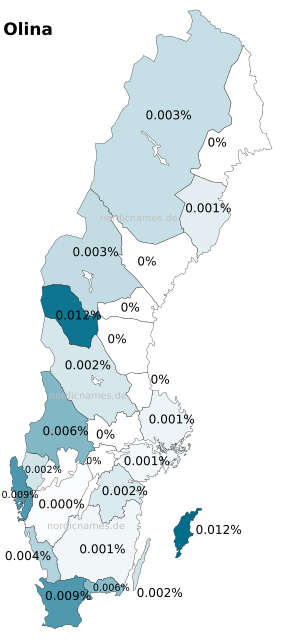 Swedish Regional Distribution for Olina (f)