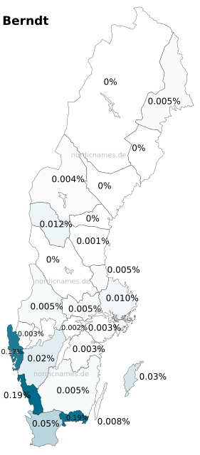 Swedish Regional Distribution for Berndt (m)