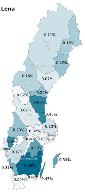 Swedish Regional Distribution for Lena (f)