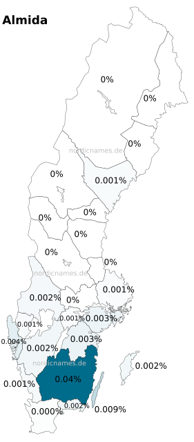 Swedish Regional Distribution for Almida (f)