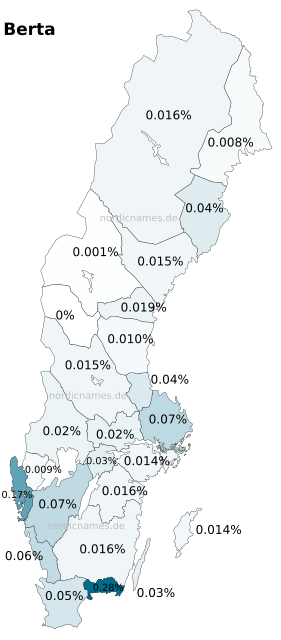 Swedish Regional Distribution for Berta (f)
