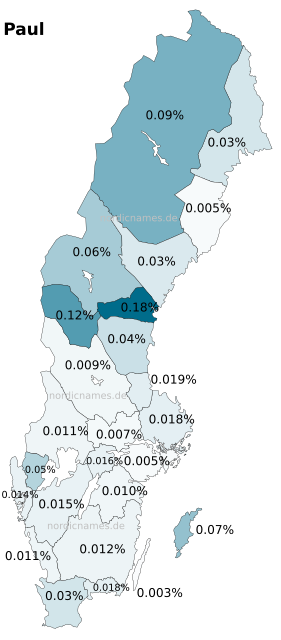 Swedish Regional Distribution for Paul (m)