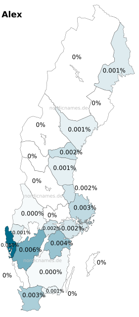 Swedish Regional Distribution for Alex (m)