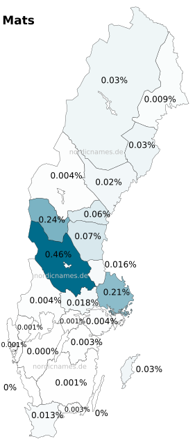 Swedish Regional Distribution for Mats (m)