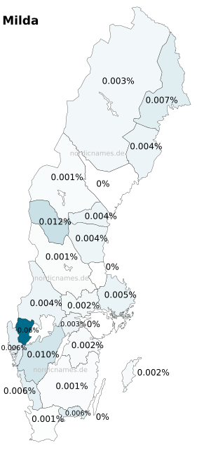 Swedish Regional Distribution for Milda (f)