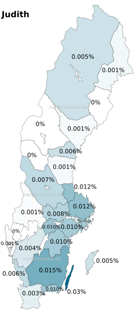 Swedish Regional Distribution for Judith (f)