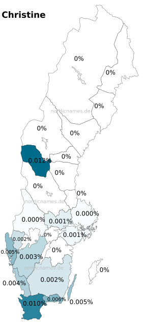 Swedish Regional Distribution for Christine (f)