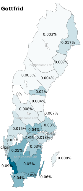 Swedish Regional Distribution for Gottfrid (m)
