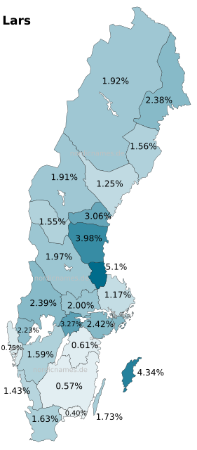 Swedish Regional Distribution for Lars (m)