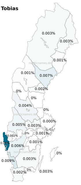 Swedish Regional Distribution for Tobias (m)