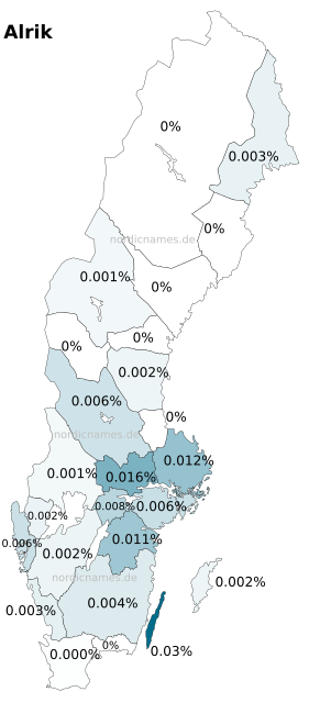 Swedish Regional Distribution for Alrik (m)