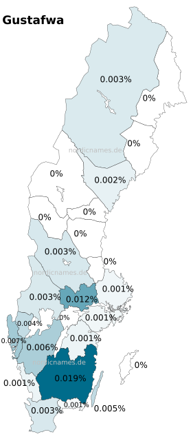 Swedish Regional Distribution for Gustafwa (f)