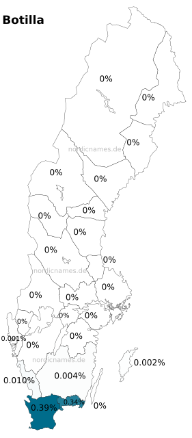 Swedish Regional Distribution for Botilla (f)