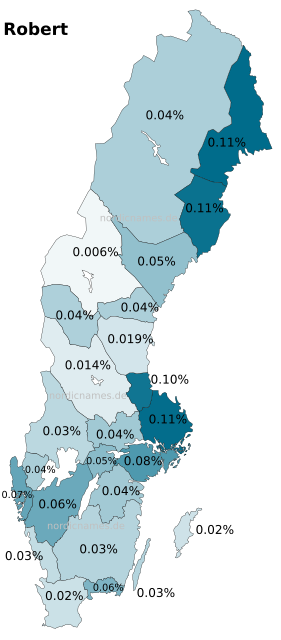 Swedish Regional Distribution for Robert (m)