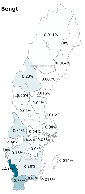 Swedish Regional Distribution for Bengt (m)