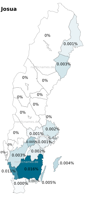 Swedish Regional Distribution for Josua (m)