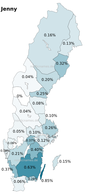 Swedish Regional Distribution for Jenny (f)