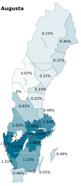 Swedish Regional Distribution for Augusta (f)